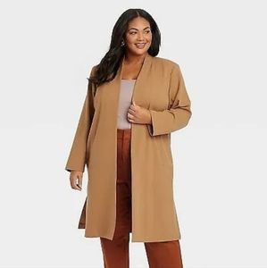 Women's Long Line Blazer - Ava & Viv Brown 1X